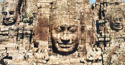 Face-towers, Bayon-temple in Angkor, Cambodia